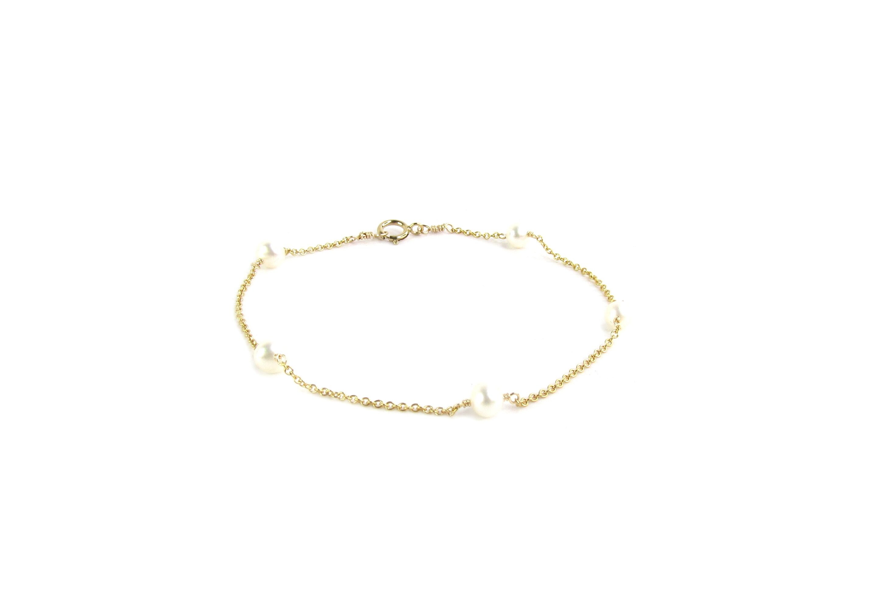 Gold Plated White Freshwater Pearl Strand Bracelet – Eusharon