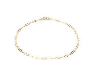 Dainty Paperclip Chain Anklet • Tiny Rectangle Link Ankle Bracelet • Layering anklet • Silver Dainty Anklet • Gold Filled Or Sterling