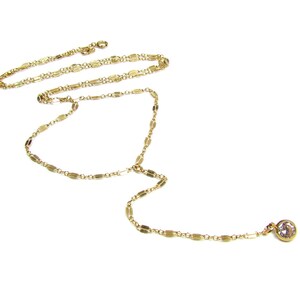 CZ Long Y Necklace, Minimal Y Necklace with Cz Drop, 14K Gold Filled or Sterling Silver, Long Layering Necklace