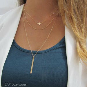 Sideways Cross Necklace, Sterling silver, Gold filled & Rose Gold Filled, As seen on Meg Ciaoobellaxo from Youtube image 3