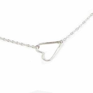 Sideways Heart Necklace • Sterling Silver Open Heart Necklace • Hammered Heart Necklace • Side Heart Necklace • STERLING SILVER