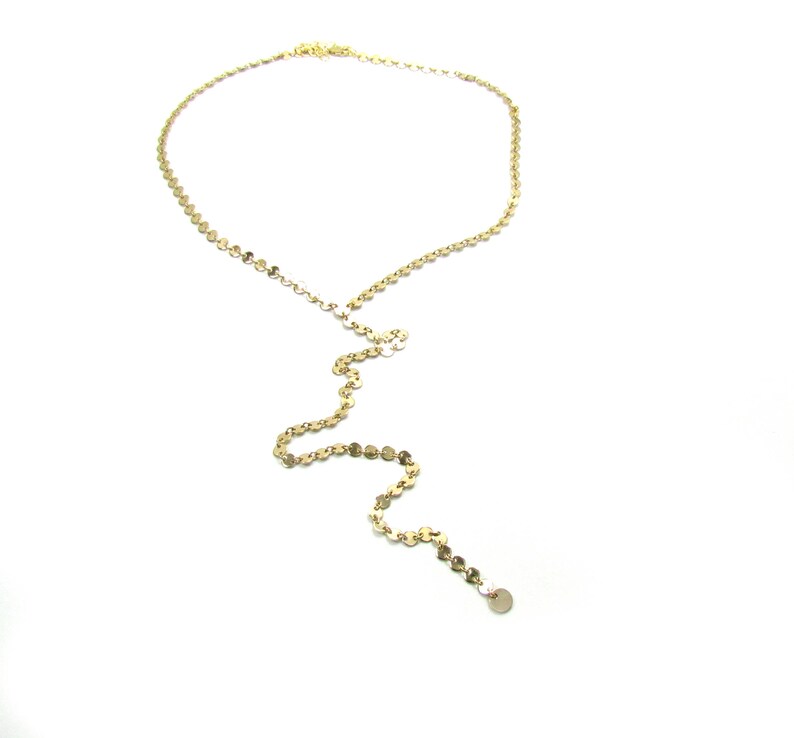 Coin Choker Necklace Y Lariat Disc Necklace Gold Choker Etsy