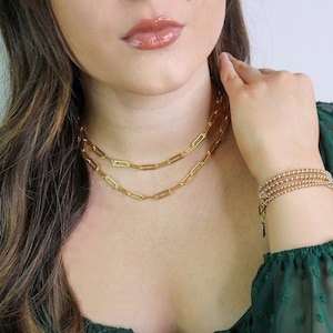 Paperclip Chain Necklace • Chunky Paperclip Chain • Thick Gold Choker • Layering Necklace • Rectangle Chain Choker•  14k Gold Filled