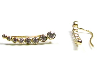 Sterling Silver CZ Ear Climbers | Graduated Earrings, Sold as PAIR