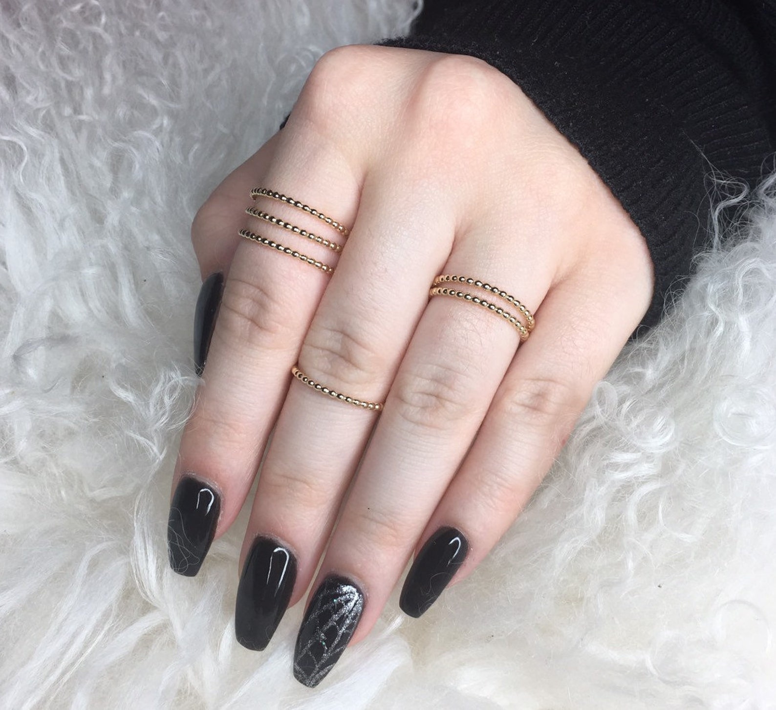 14k Gold Filled Beaded Stretch Ring - Stackable Elegance