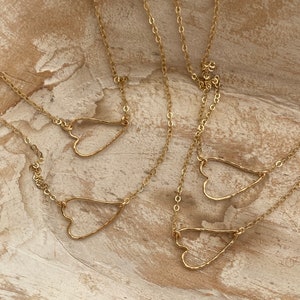 Sideways Heart Necklace Hammered Heart Necklace Gold Side Heart Necklace Open Heart Necklace 14kt gold filled image 3