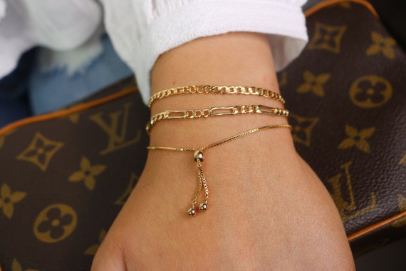 Adjustable Box Chain Bracelet Slide Bead Box Chain Bracelet Box