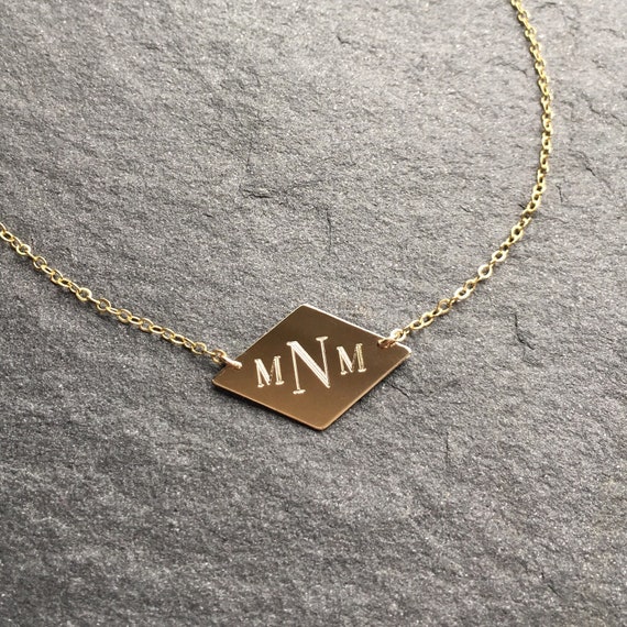 necklace engraved monogram