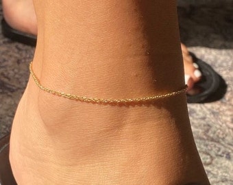 Rope Chain Anklet • Delicate Rope Chain Ankle Bracelet • Layering anklet • Gold Anklet •  Minimal Jewelry • Gold Filled Or Sterling Silver