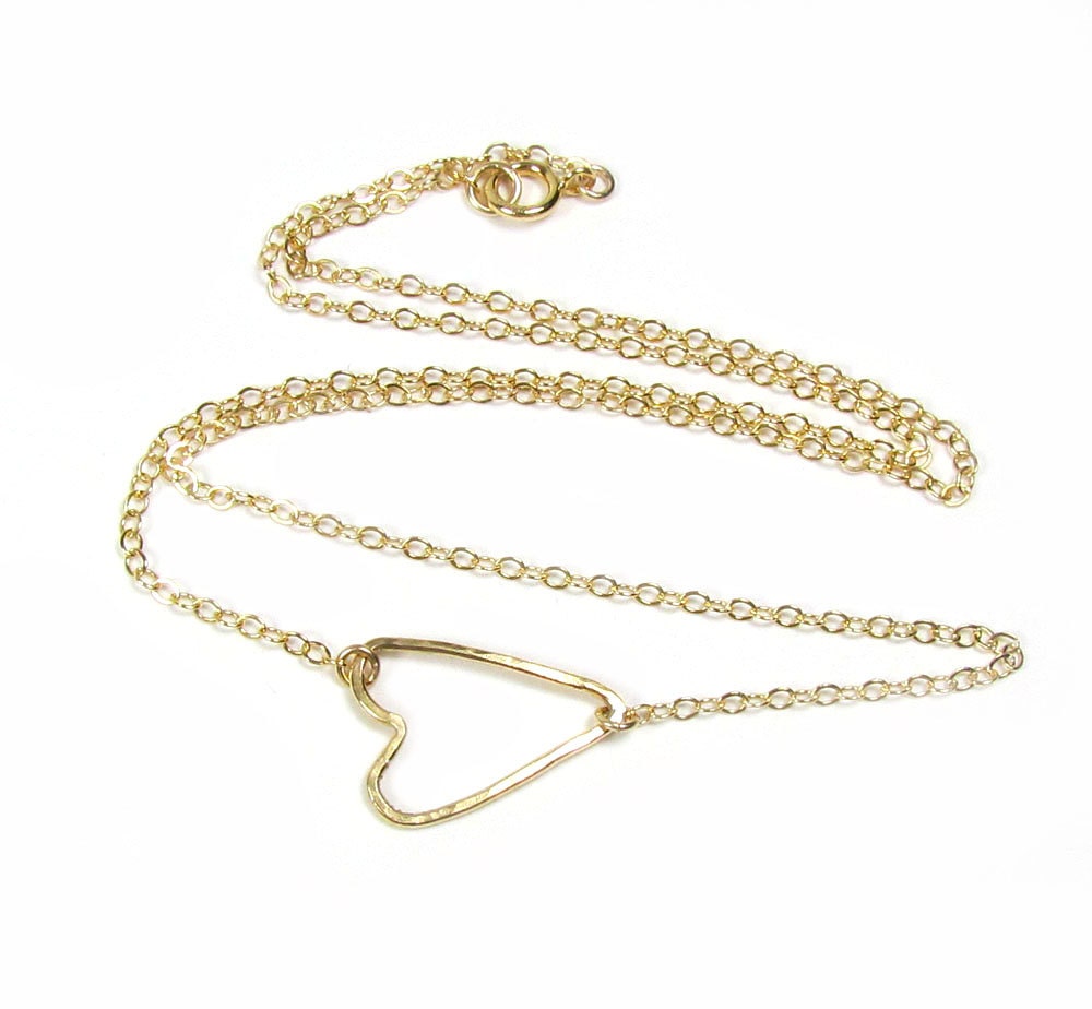 Sideways Heart Necklace Gold Side Heart Necklace 14kt gold | Etsy