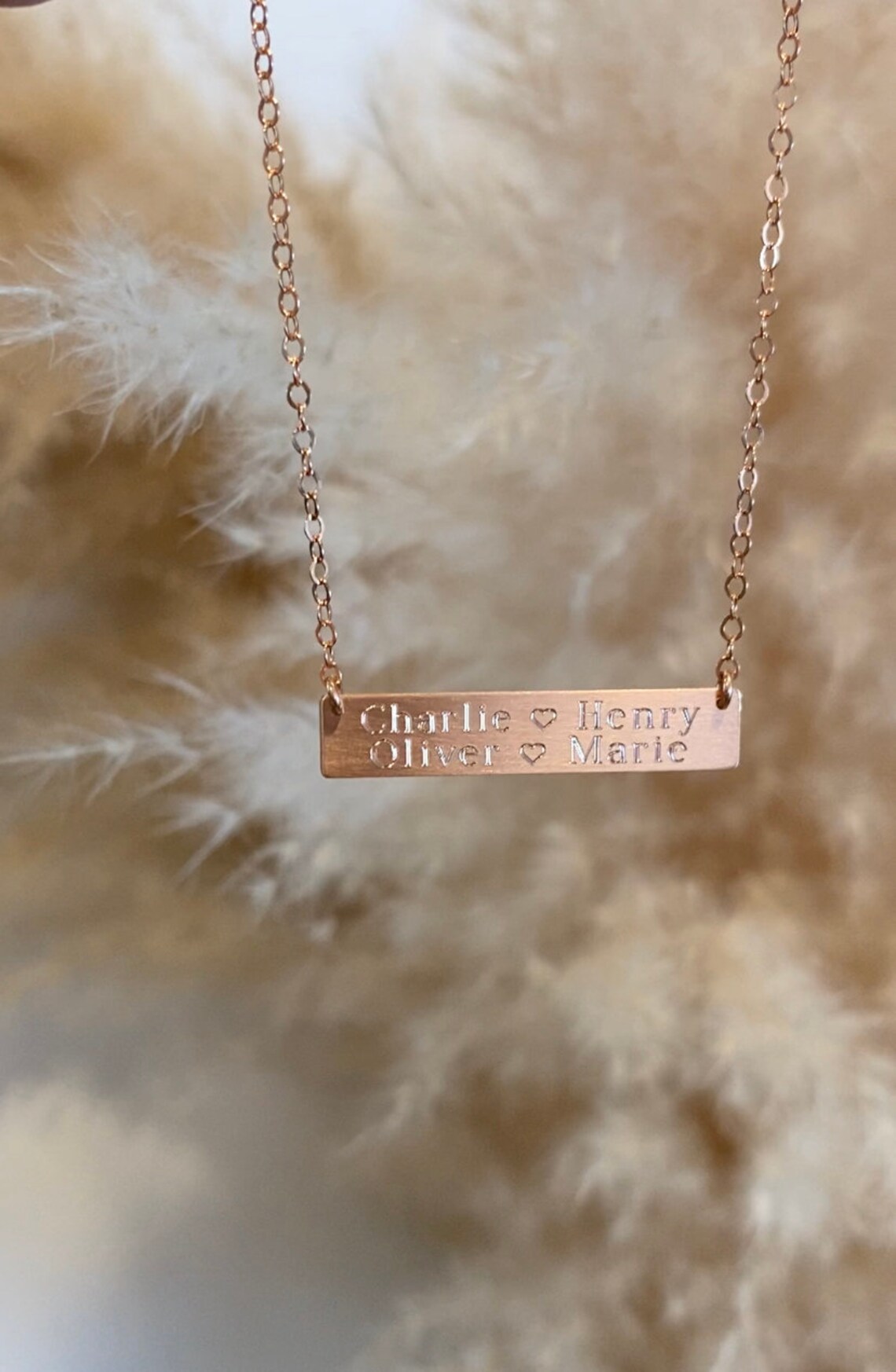 Kids Names Gold Bar Necklace Engraved Bar Necklace Multi Etsy