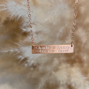 Kids Names Gold Bar Necklace, Engraved Bar Necklace, Multi Name Bar Necklace, in14KT Gold Filled, Rose Gold Filled or Sterling Silver image 7