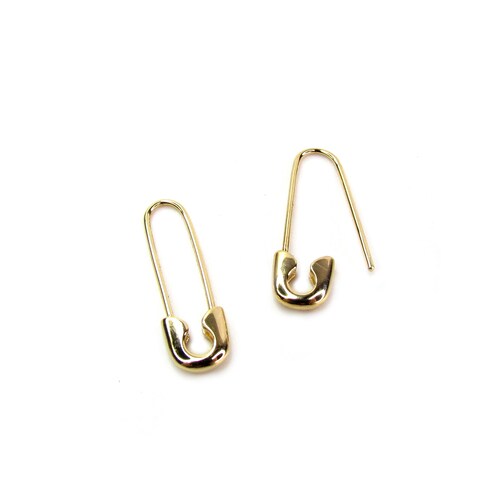 14K Gold Safety Pin Earring Etsy