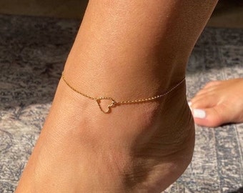 Gold Filled Heart Anklet • Gold Sideways Heart Ankle Bracelet • Dainty Ankle Bracelet • Anklet for Women • Simple Chain Anklet