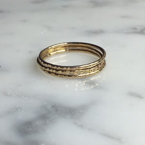 14k Gold Filled Hammered Stack Ring | Delicate Textured Band