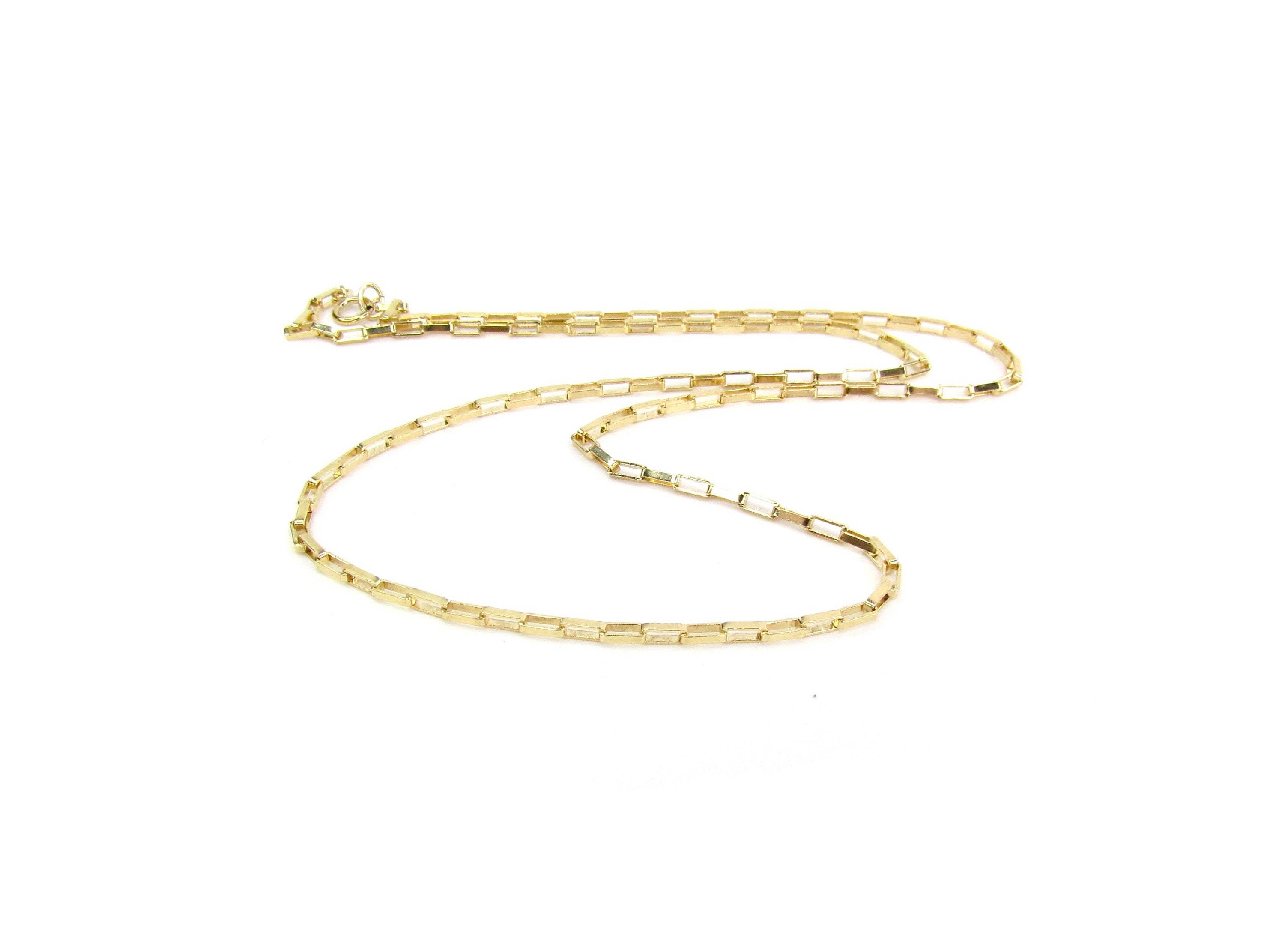 Gold Elongated Box Chain Necklace 
