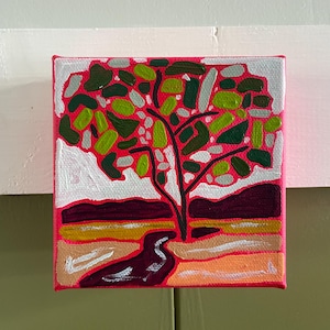 Roter Baum Mini Gemälde 10x10