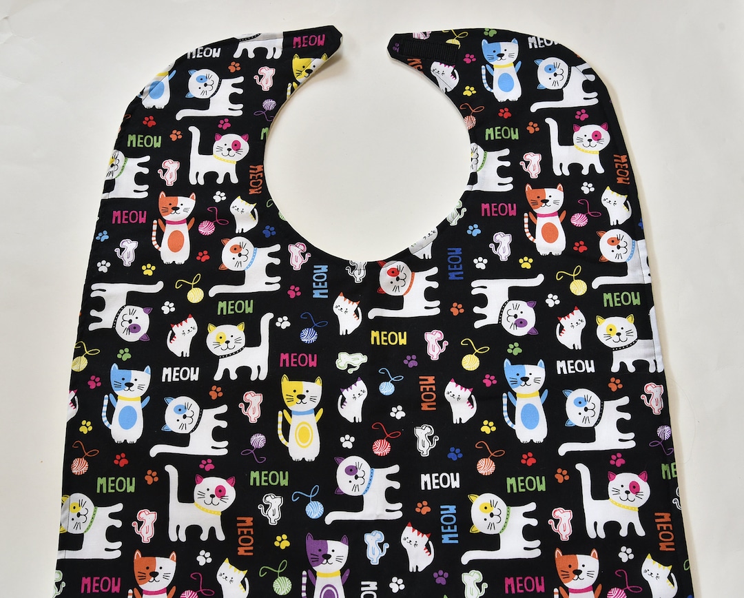 Bib Pattern Cat Cat Adult Bib for Adults Senior Bib for Elderly Gift, Special Needs Bib ...