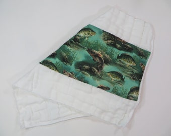 Burp Cloth, Baby Burp Rag, Fish print, Baby Shower Gift, Regular Size Cloth Diaper Baby Trend