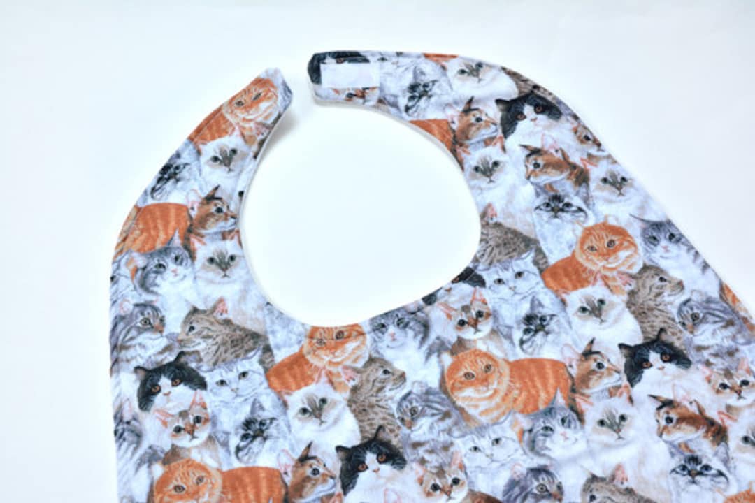 Bib Pattern Cat Cat Fabric Adult Bib, Special Needs Clothing Protector - Etsy