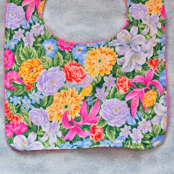 Baby Girl Bib with Flowers a Great Baby Gift Idea for New Mother, Drool Bib