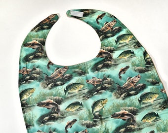 Fishing Adult Bib, Reversible 3-Ply Bib, Fathers Day Gift