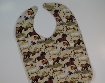 Horses Youth Bibs For Girls or Boys Big Kids Bib Special Needs Bibs For Teen Bibs Youth Gifts, Handicap Trends, Made From Horse Fabric