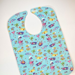 Women Adult Bib For Women Bib Handmade Adult Bib For Elderly Bib Handicap Gifts For Special Needs Bib, Flamingo Fabric