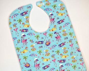 Women Adult Bib For Women Bib Handmade Adult Bib For Elderly Bib Handicap Gifts For Special Needs Bib, Flamingo Fabric