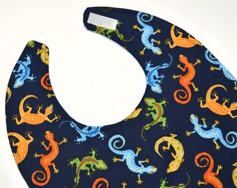 Youth or Teen Bib, Special Needs Girl or Boy Craft Cloths Protector, Lizard, Junior Bib, Large Toddler, Made From Lizard Fabric