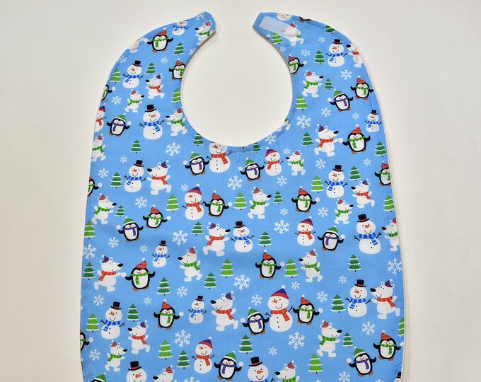 Special Needs Bib for Teens Bibs Boy Youth Bibs Winter Snowmen Disabled