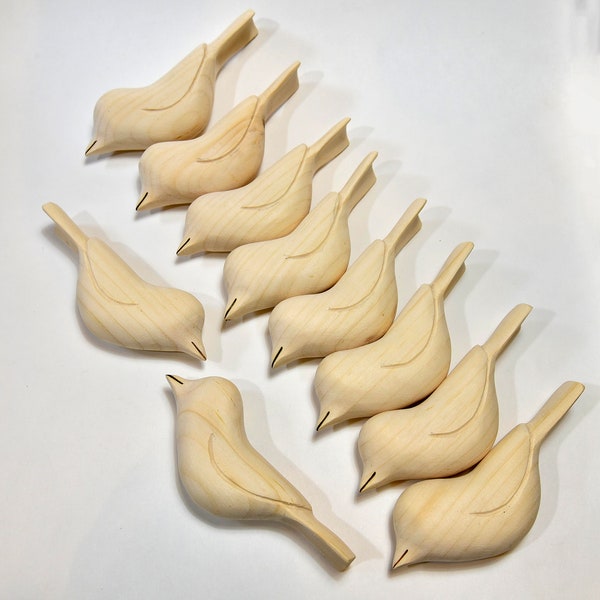 Wood Carving Wooden Birds Blanks Wood Ornaments Wooden Bird Sculpture Bird Blanks Unfinished Wood Spring Craft Supply Artist Gifts