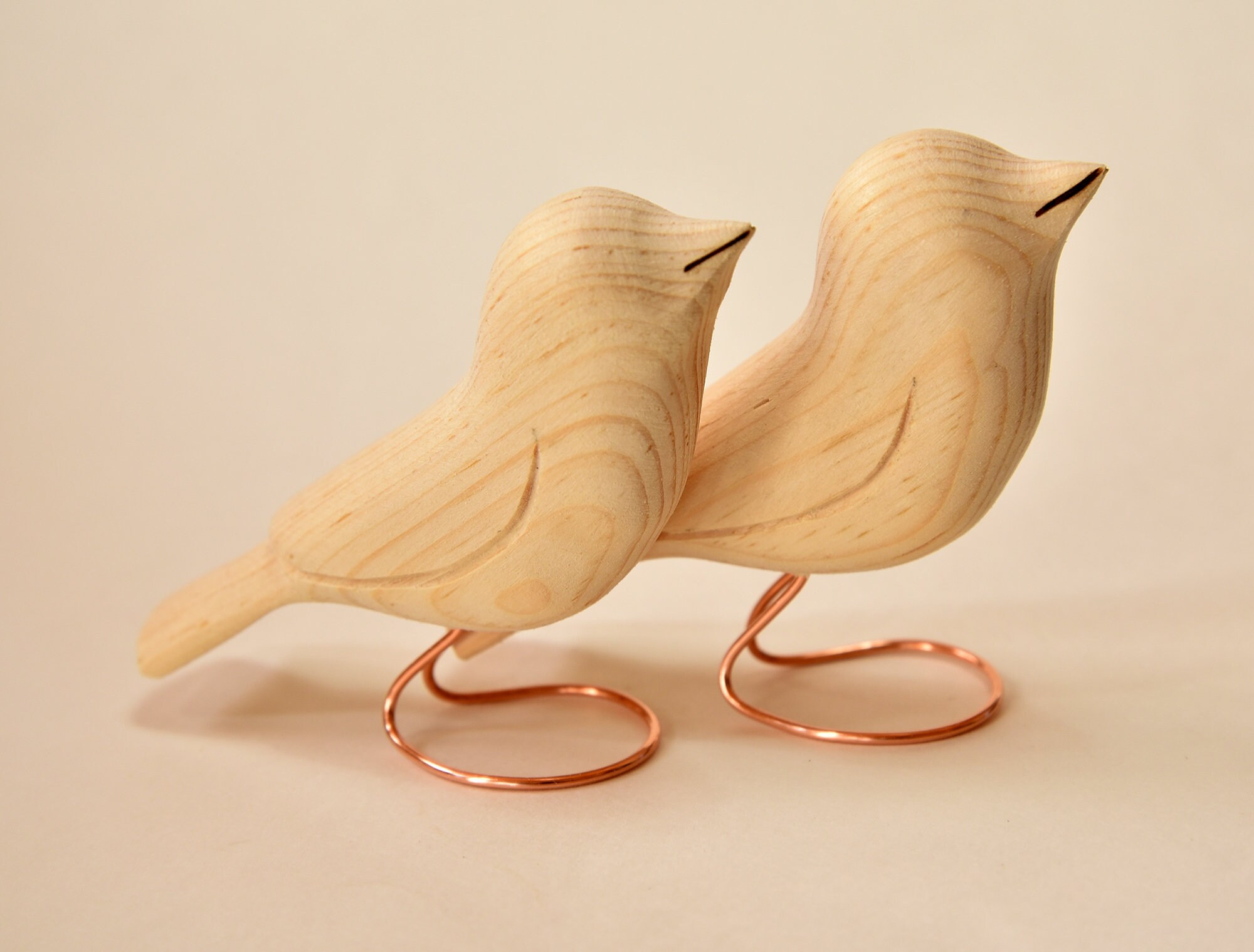 Wooden Birds Unfinished Wood Carvings 2 Wood Ornaments Fall Etsy