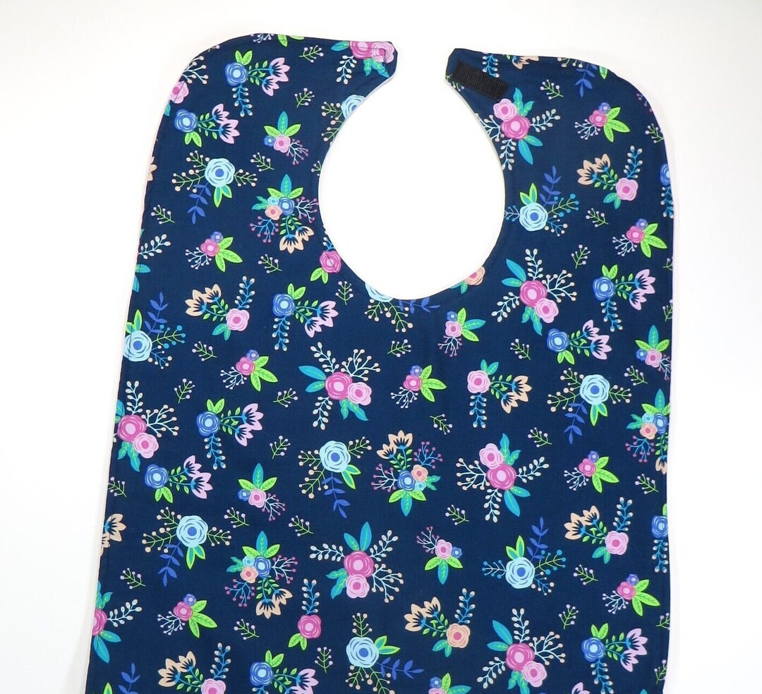 Womens EXTRA LONG Adult Bib Women Bibs Special Needs Bib Flowers Senior