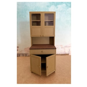 Miniature sideboard with cabinets and a drawer, scale 1:12, miniature furniture and accessories, dollhouse decoration