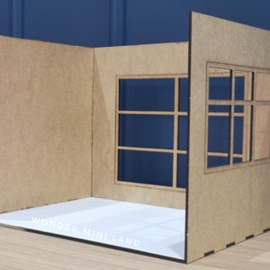 Dollhouse roombox KIT, 3 walls in 1:12 scale, DIY