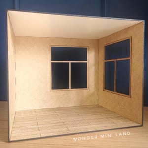 Dollhouse miniature roombox KIT with 3 walls and ceiling in 1:12 scale, DIY