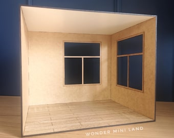 Kit de habitación en miniatura para casa de muñecas con 3 paredes y techo a escala 1:12, para armar uno mismo.