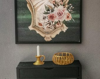 Miniature openwork basket in 1:12 scale, miniature furniture and accessories