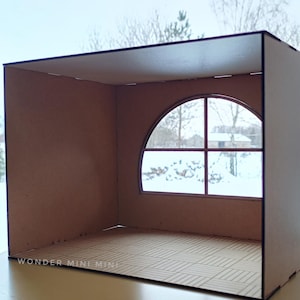 Dollhouse miniature roombox KIT with 3 walls and ceiling in 1:12 scale, DIY