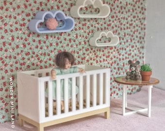 Miniature baby crib, 1:12 scale, miniatures furniture and accessories