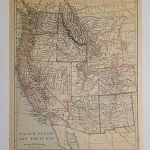 Antike 1905 Karte der pazifischen Staaten und Territorien