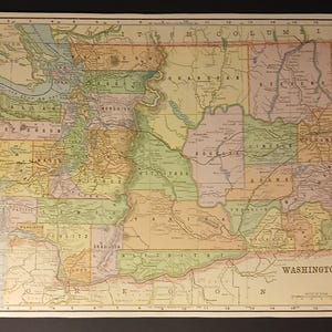 Antike 1898-Karte des US Bundesstaates Washington von Fort Dearborn Editions