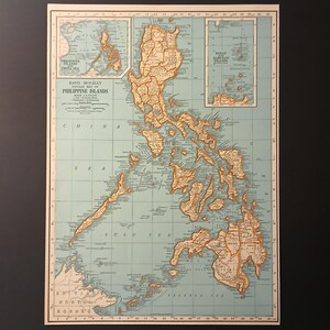 Vintage 1932 McNally Karte der Philippinen und des Südchinesischen Meeres