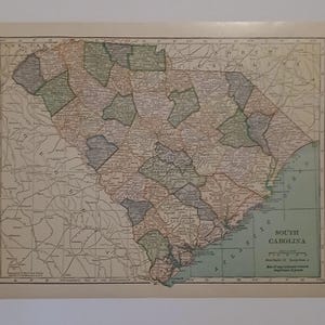Mappa d'epoca del 1927 della Carolina del Sud durante "gli anni ruggenti"