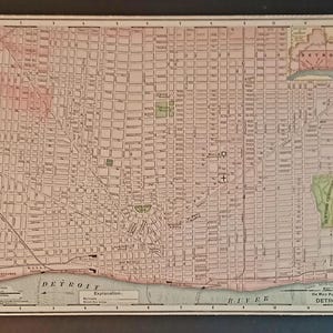 Mapa antigo de 1905 da cidade de Detroit, Michigan, por Rand McNally