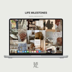Family Growth Vision Board Wallpaper: Marriage to Motherhood Collage for Laptops (Digital Download)
