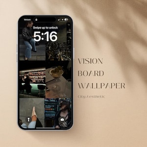 Sfondo estetico della città - Collage di Vision Board per iPhone - Sfondo di paesaggio urbano notturno - Arte della manifestazione della vita onirica - Moodboard 2025