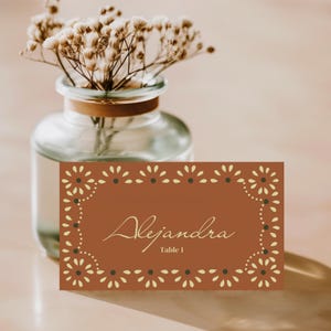 Plantilla de tarjeta de lugar de terracota, tarjeta de lugar imprimible, fiesta temática mexicana, decoración boho, tema barroco, descarga instantánea, B03Y