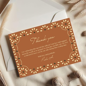 Cielito Lindo Thank You Card, Terracota Baby Shower, Gender Neutral Card, Mexican Theme party, Editable Template, B03Y